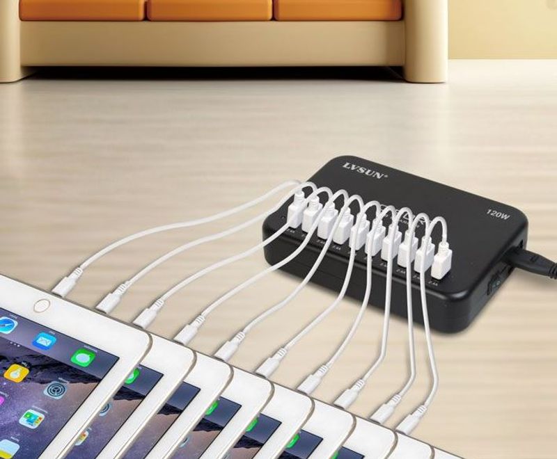 10 Port USB Lader 120w 